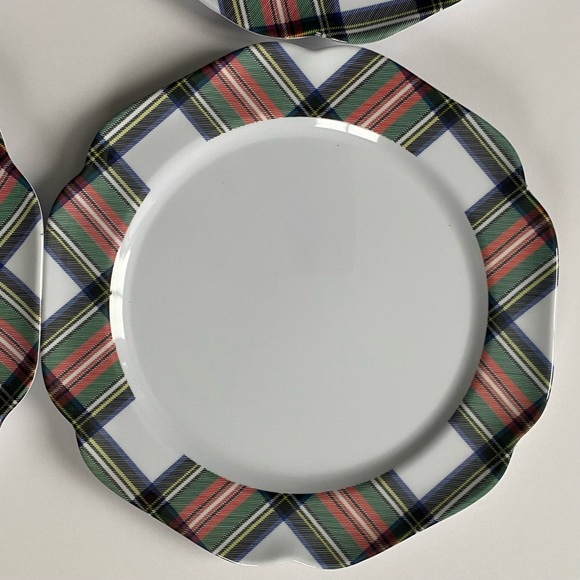 ASPEN HOME Tartan Plaid Dinner Plate Set of 4 Dinner 10.5” Melamine MINT Cond - Picture 2 of 16